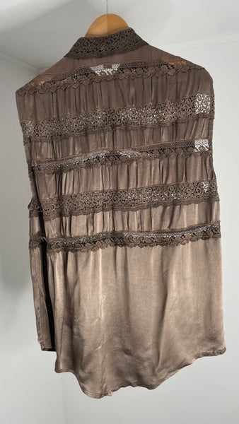 Brown Silk Lace Top L