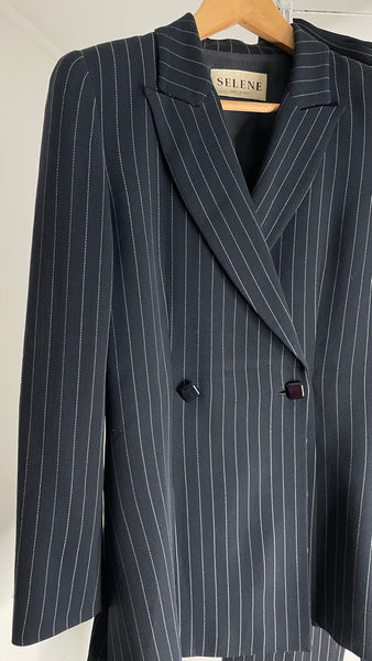 Selene Blue Pinstripe Suit S