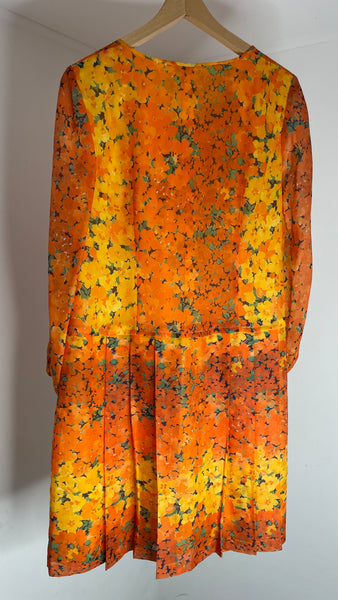 Orange Flowers Dress L