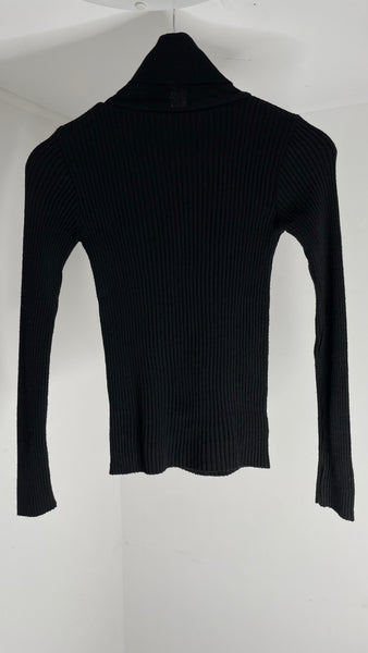 Blk Ribbed Turtle Top S