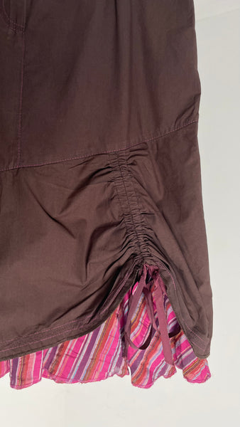 Pink Brown Ruche Skirt M