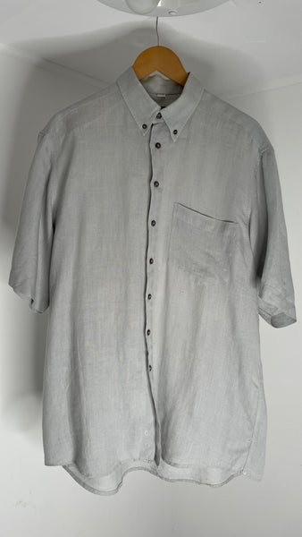 Grey Linen Pocket Top L