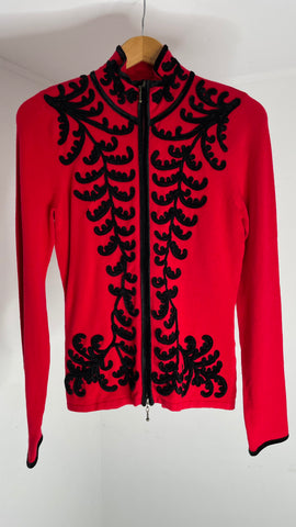 Red Design Zip Top XS