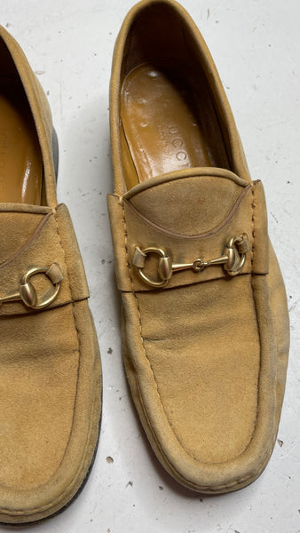 Gucci Beige Suede Loafers 38.5