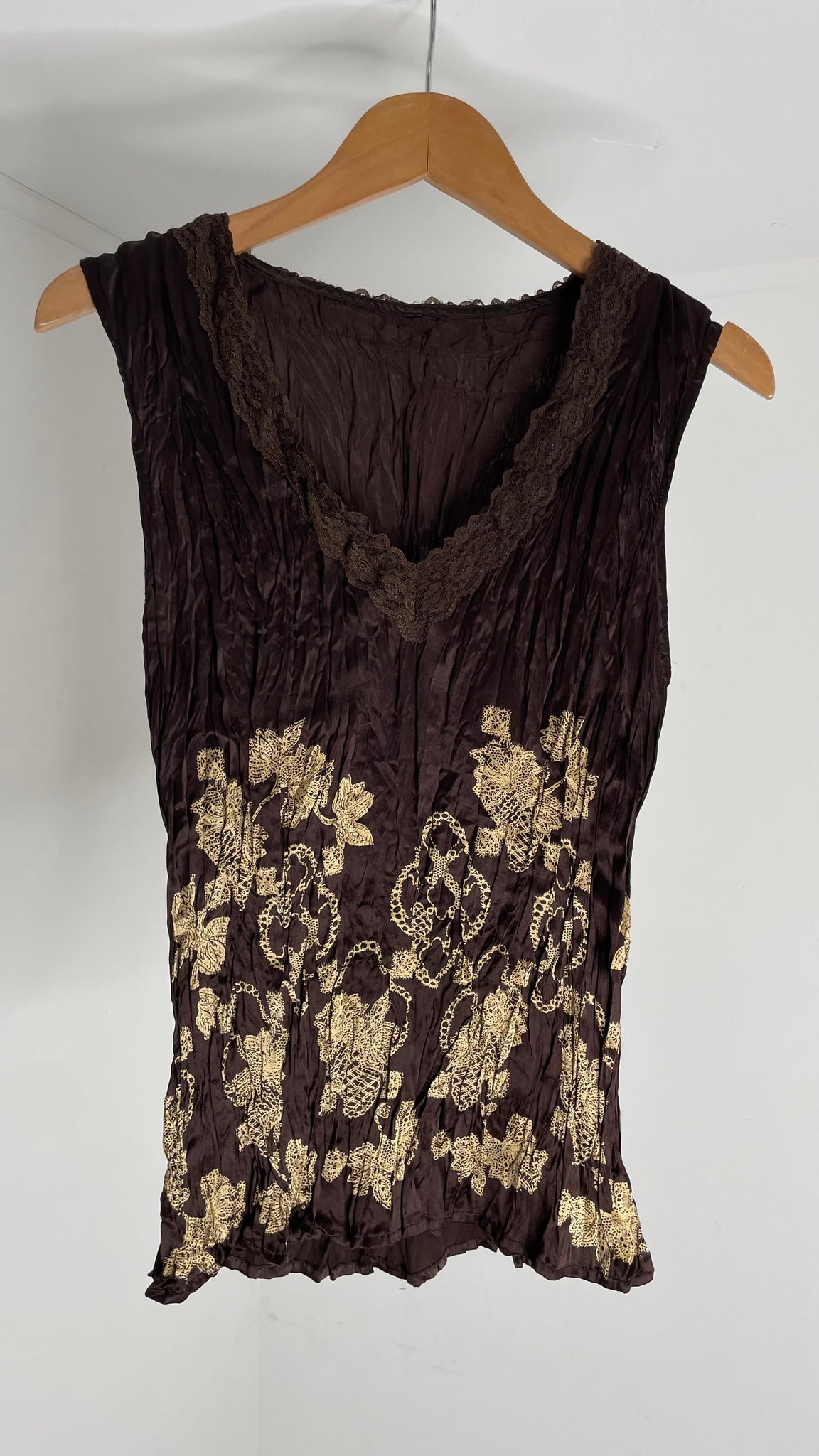 Brown Silk Flowers Top S