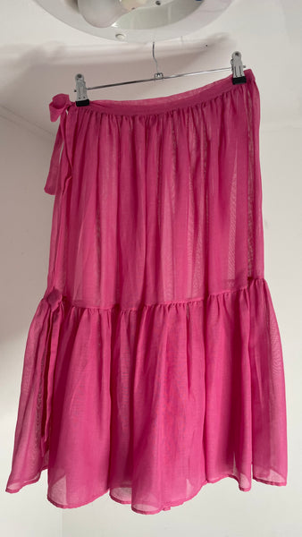 Sheer Fuchsia Tie Skirt M