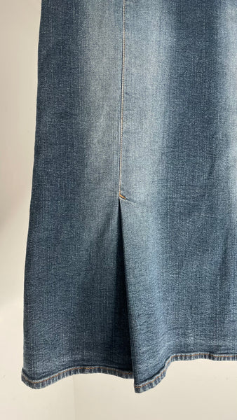 Denim Pleat Mid Skirt M