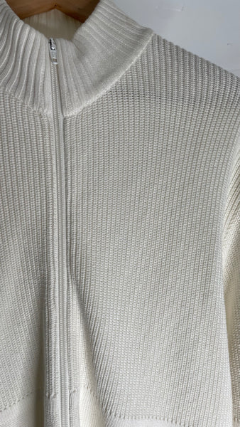 Ribbed Zip Sweater L