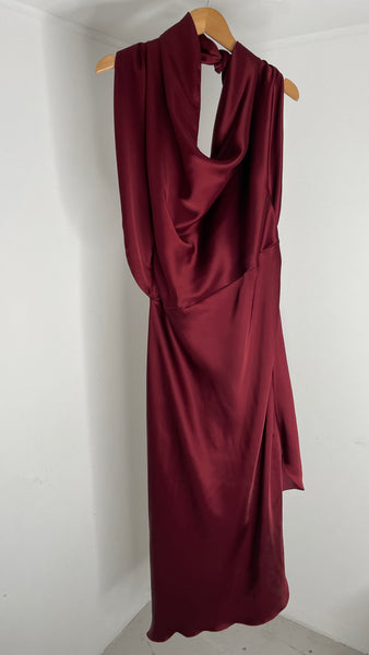 VITA Bordeaux Halter Draped Dress S