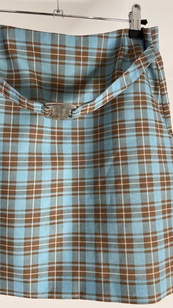 Plaid Belt Skirt M