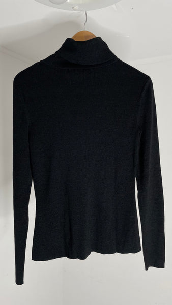 Silk Black Turtleneck S