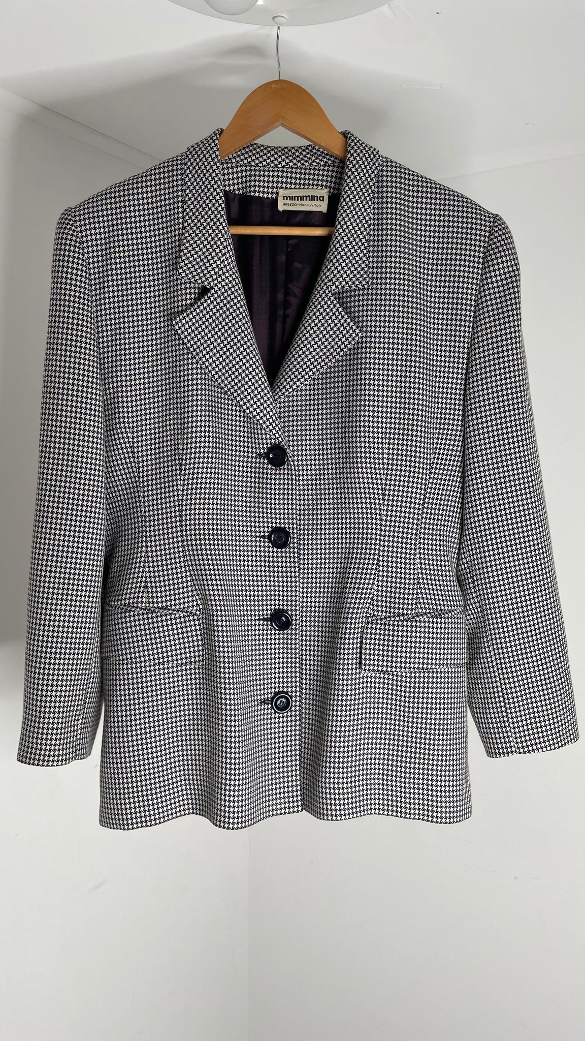 Navy Houndstooth Blazer L