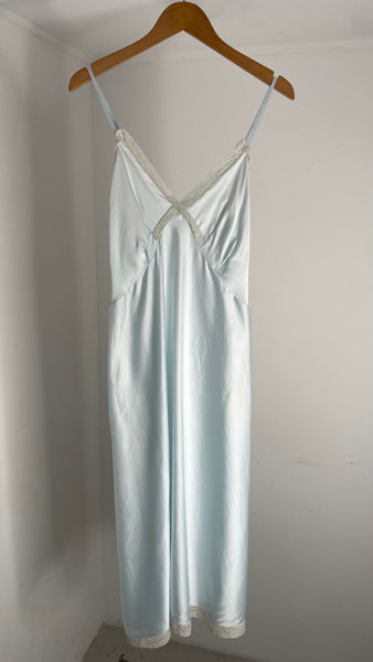 Blue Silk Slip Dress M