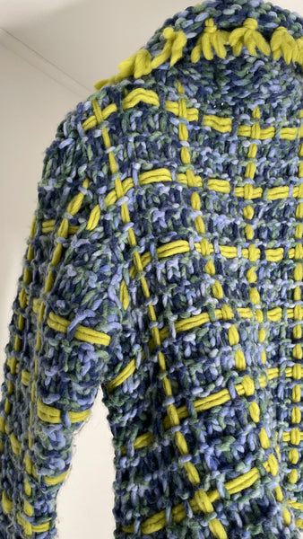 Lime Blue Knots Sweater M/L