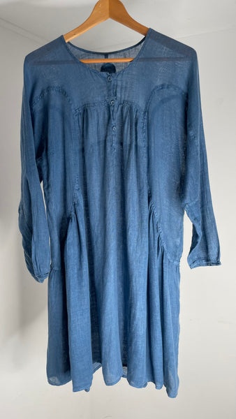 Blue Linen Baggy Dress L