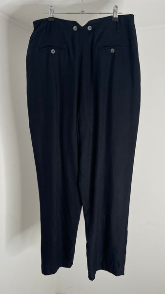 Silk Navy Trousers L