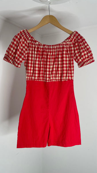 Red Gingham Romper S