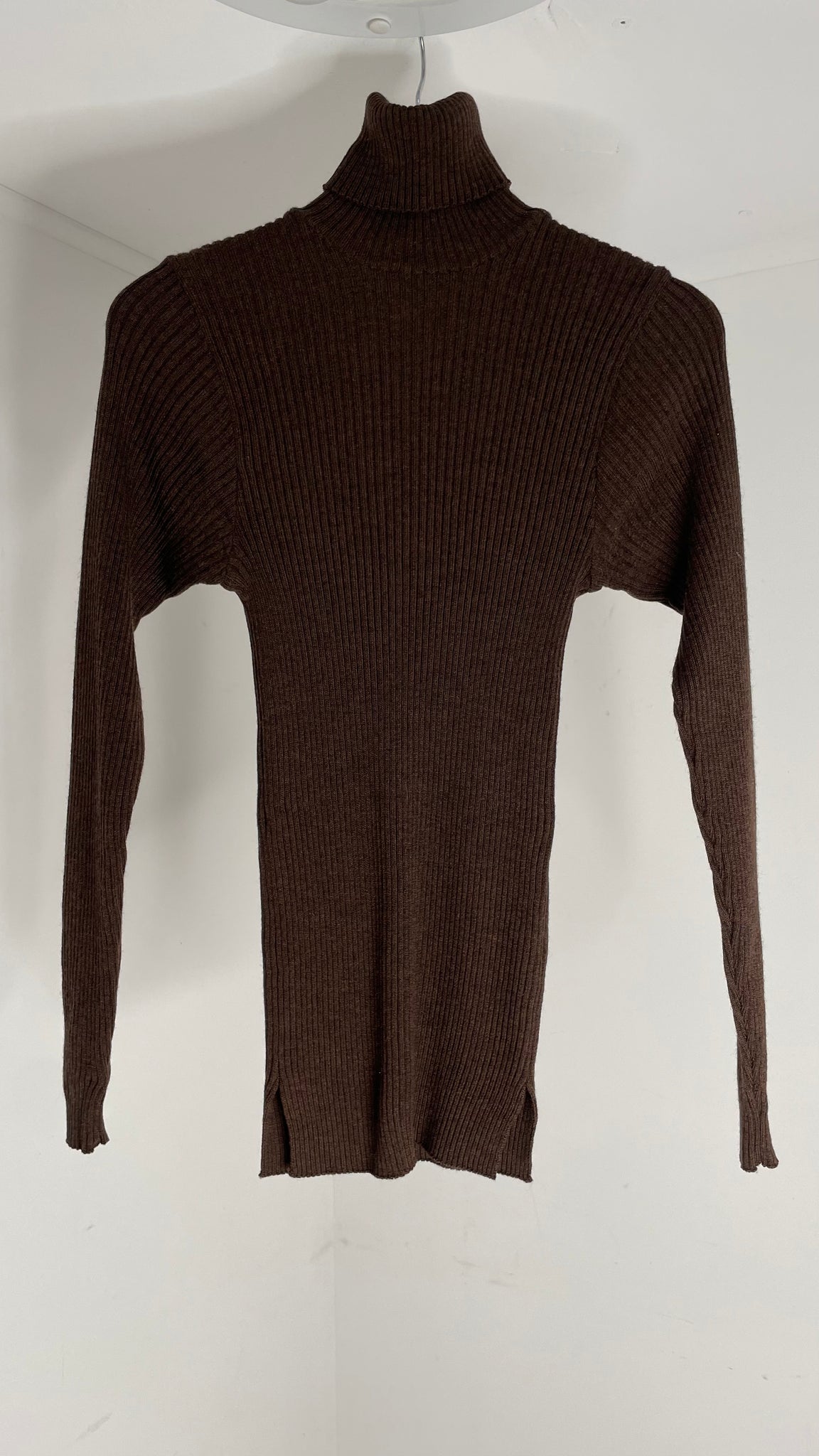 Brown Ribbed Turtle Neck S