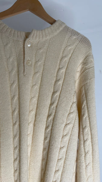 Cable Cream Sweater L