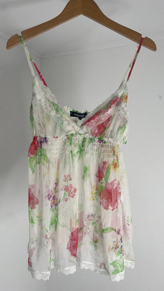 Floral Silk Slip Top L