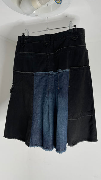 Denim Pleat Mid Skirt M