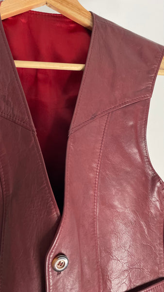 Burgundy Leather Vest S