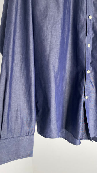 Blue Shine Button Top M