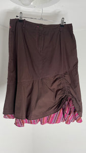 Pink Brown Ruche Skirt M