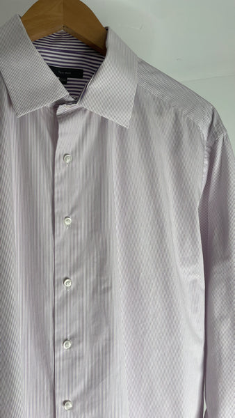 Purple Pinstripe Button Top XL