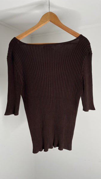 Chocolate Ribbed Top L