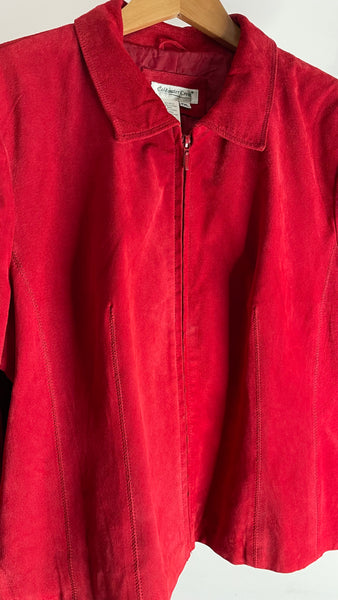 Red Zip Leather Jacket XXL