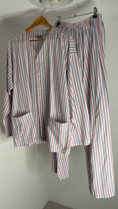 Cotton Stripe Pajama Set L