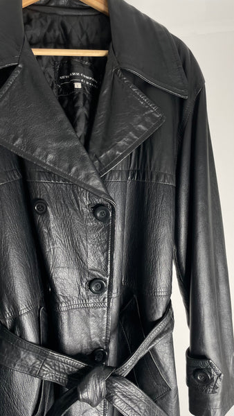 Leather Peacoat L