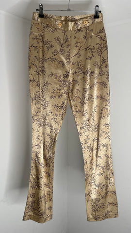 Viscose Beige Flowers Pants IT44