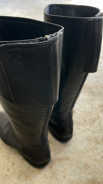 Prada Tall Zip Boots 37.5