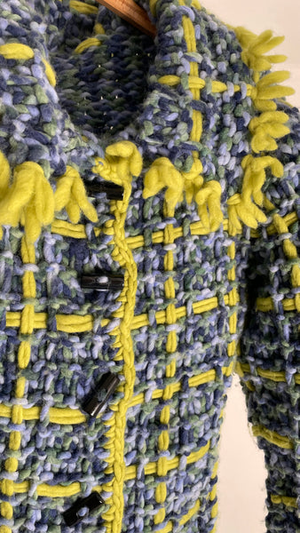 Lime Blue Knots Sweater M/L