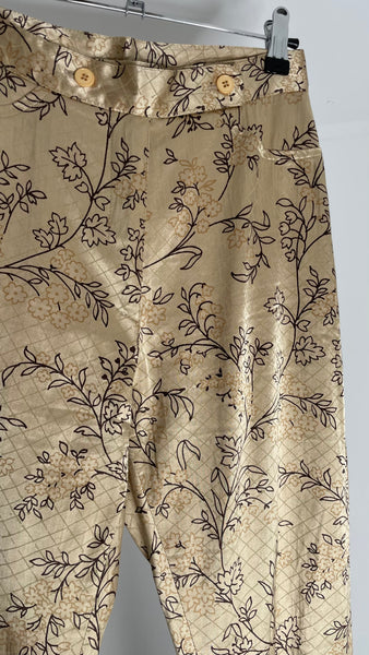 Viscose Beige Flowers Pants IT44