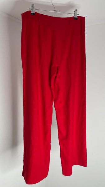 Red Linen Zip Pants M