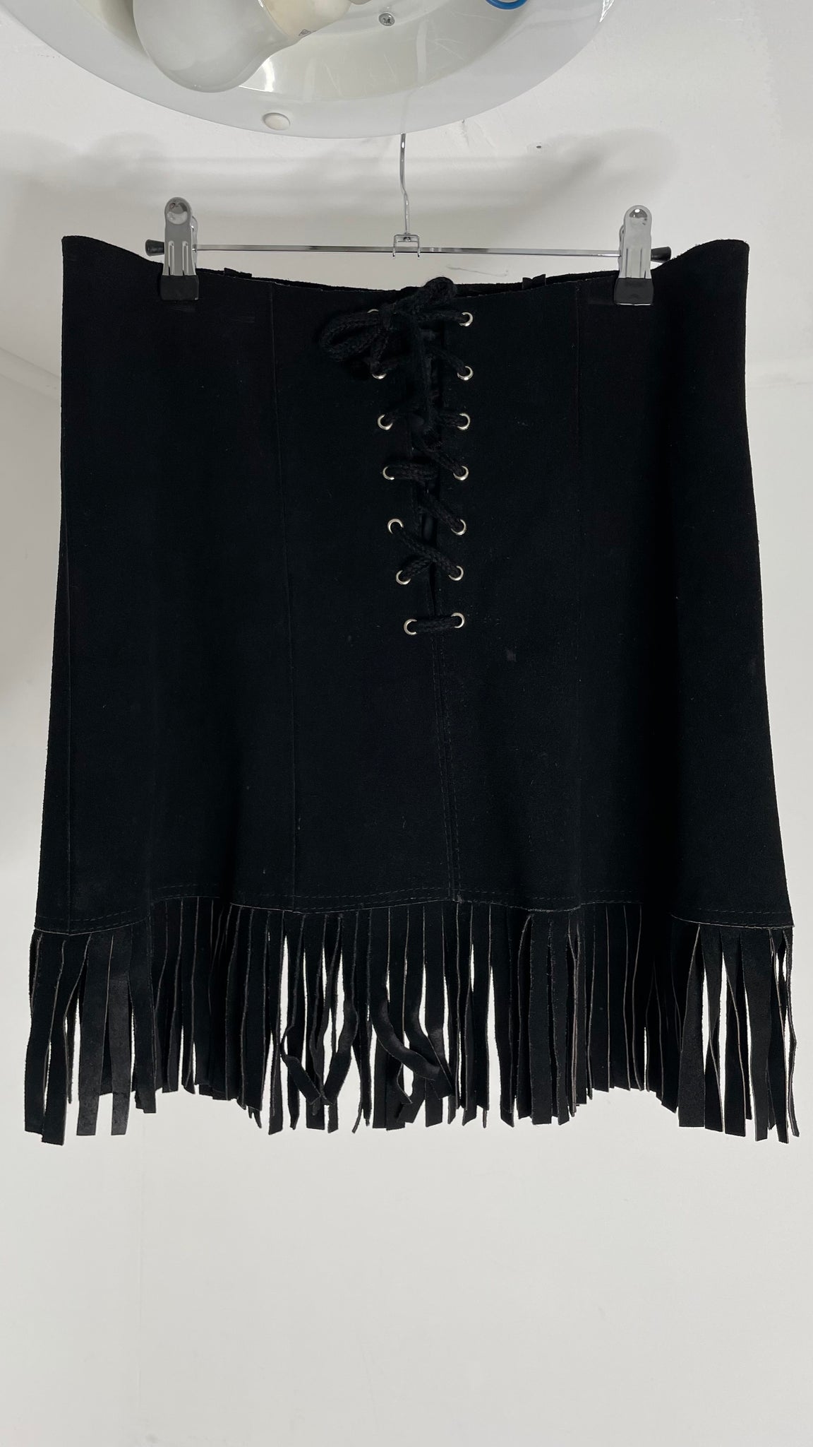 Suede Fringe Skirt L