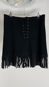 Suede Fringe Skirt L