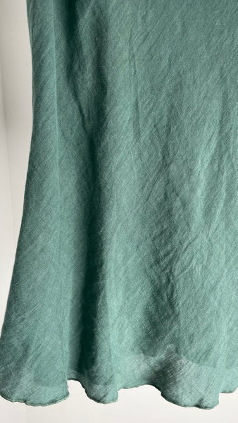 Teal Linen Skirt M