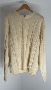 Cable Cream Sweater L