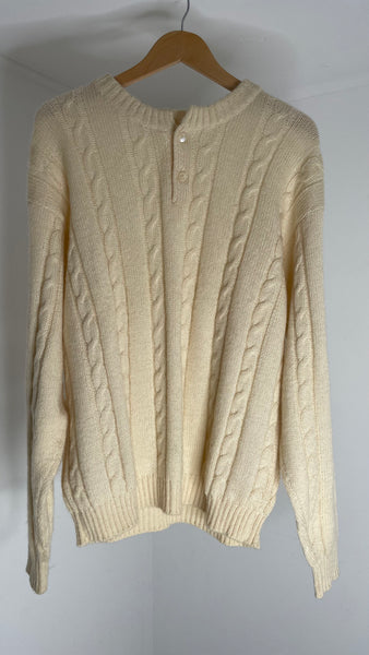Cable Cream Sweater L