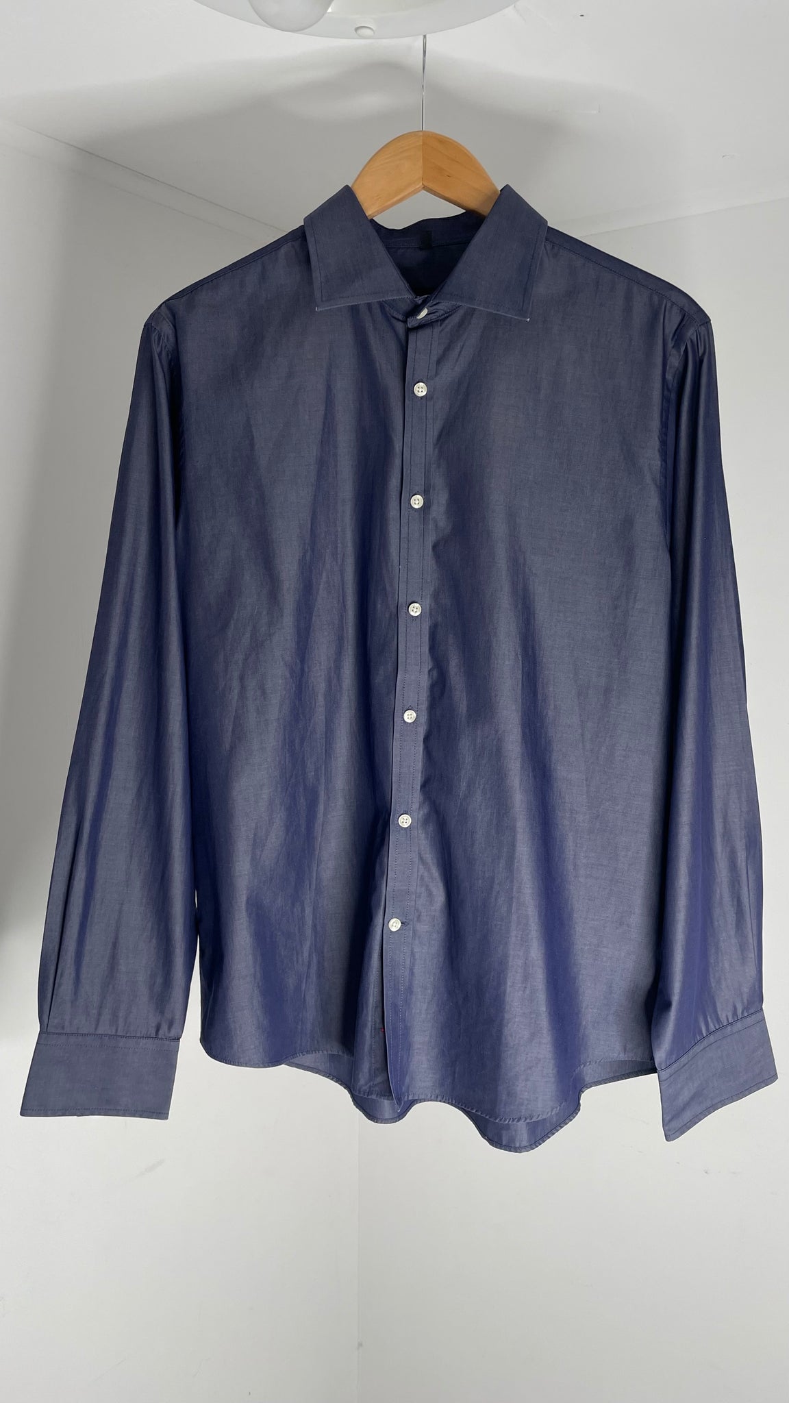 Blue Shine Button Top M