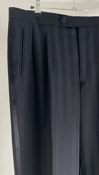 Blue Satin Pinstripe Pants L