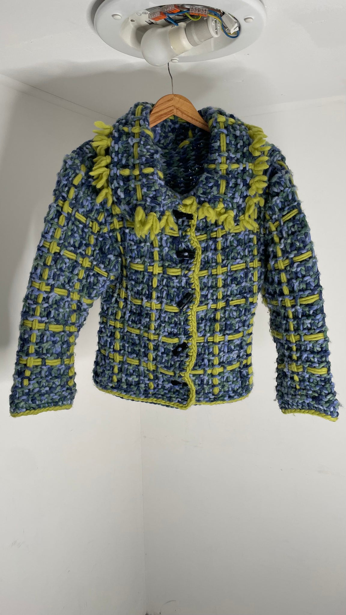 Lime Blue Knots Sweater M/L