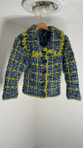 Lime Blue Knots Sweater M/L