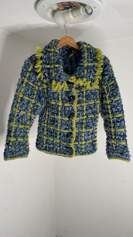 Lime Blue Knots Sweater M/L