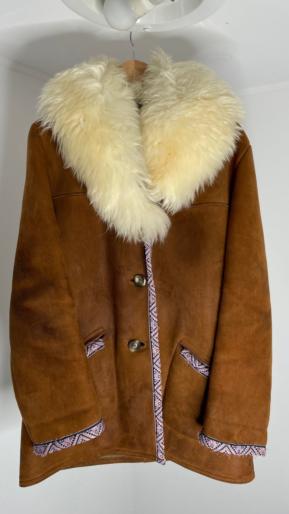 Cognac Shearling Coat M