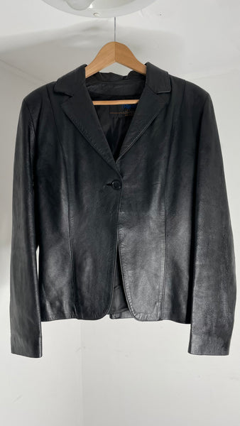Button Leather Jacket S